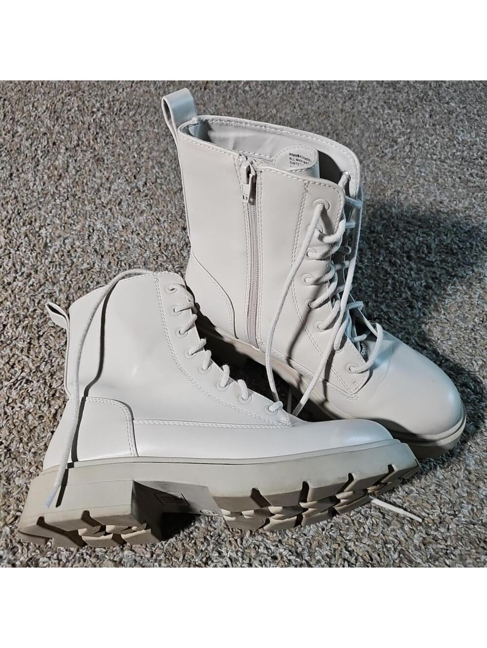 NOBO Memory Foam Side Zip Combat Boots White 8½